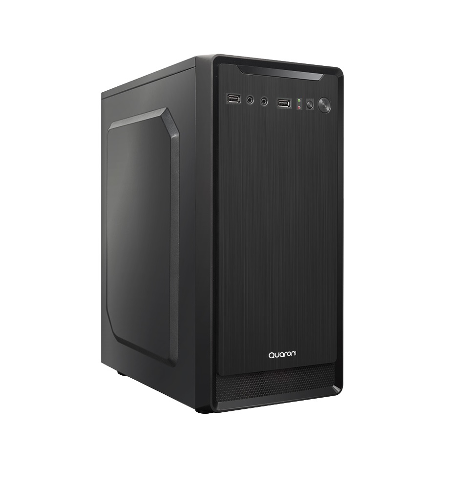 Gabinete Quaroni QCMT-07 Mini-Tower computadora PC Mini-ITX USB 2.0 incluye Fuente de 500W Negro
