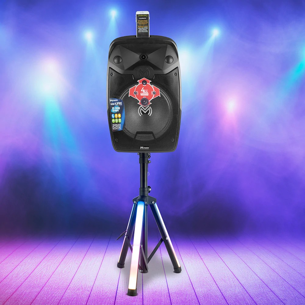 Paquete de Luz y Sonido para Fiestas y Eventos con Bafle de 15 Pulgadas de 15 000 Watts de Potencia Musical Tripie Luminoso Audioritmico y Dispositivo Emisor de Luz Laser para Jardin / Master / KIT-MA-15.1KB