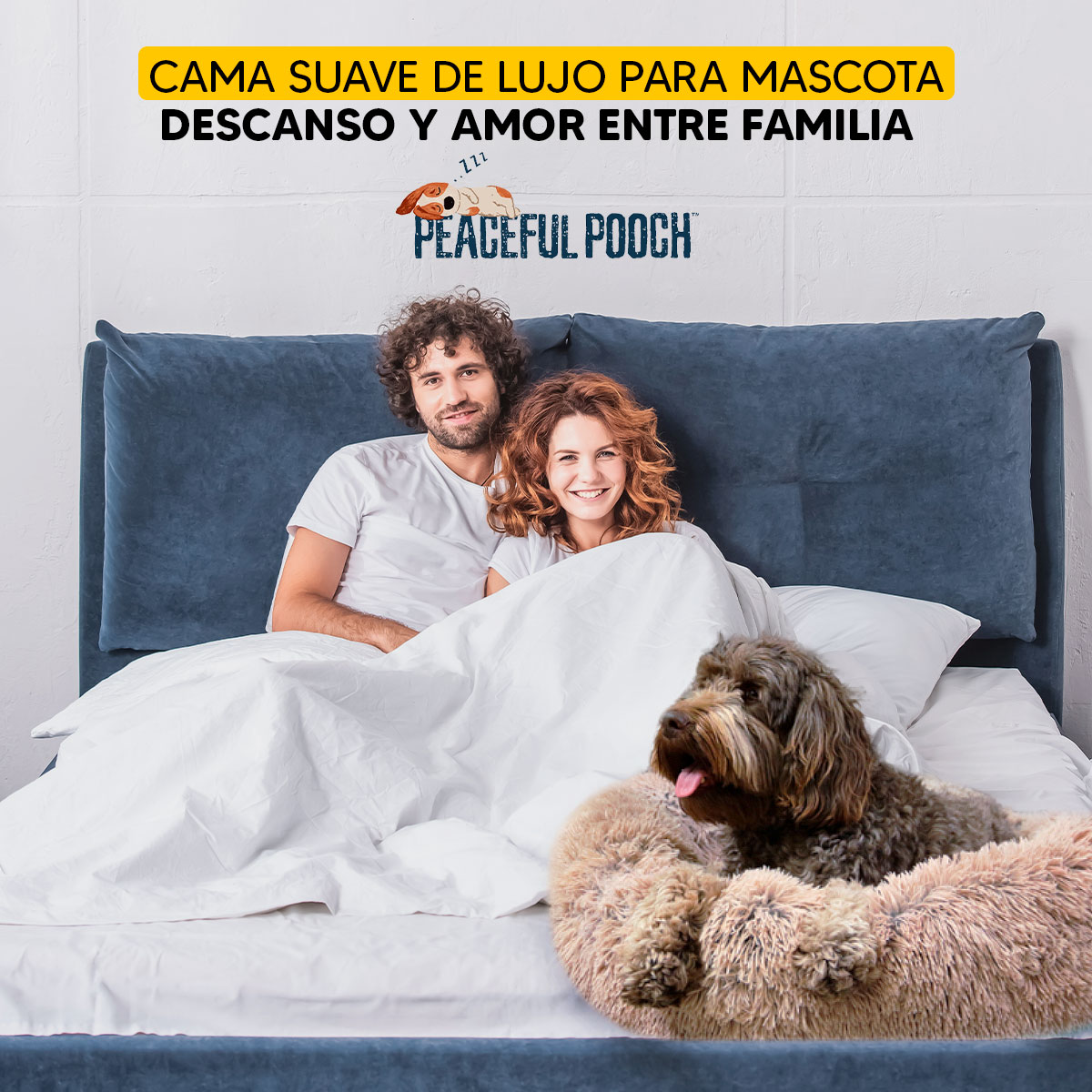 Cama mascotas para perro o gato antideslizante PEACEFULL POOCH Grande Tv Ofertas única con cierre, para un fácil retiro de funda y lavado, adaptable a todo tipo de clima  