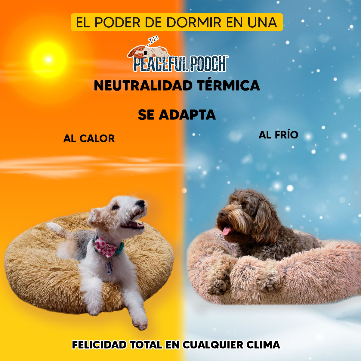 Cama mascotas para perro o gato antideslizante PEACEFULL POOCH Grande Tv Ofertas única con cierre, para un fácil retiro de funda y lavado, adaptable a todo tipo de clima  