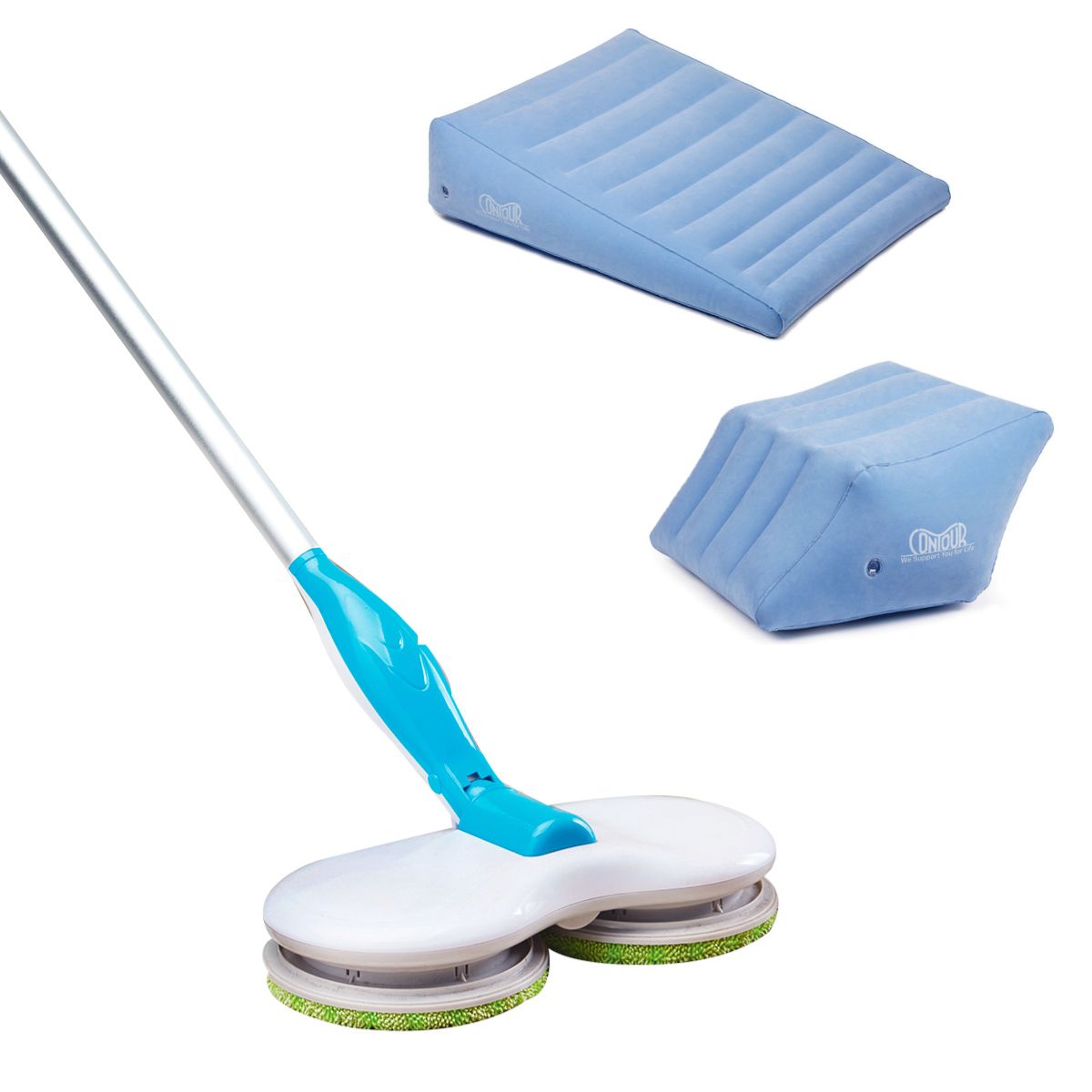 Pack Trapeador Hurricane Floating Mop Automático + Almohadas Ortopédicas Contour 2 En 1 para Piernas y Espalda