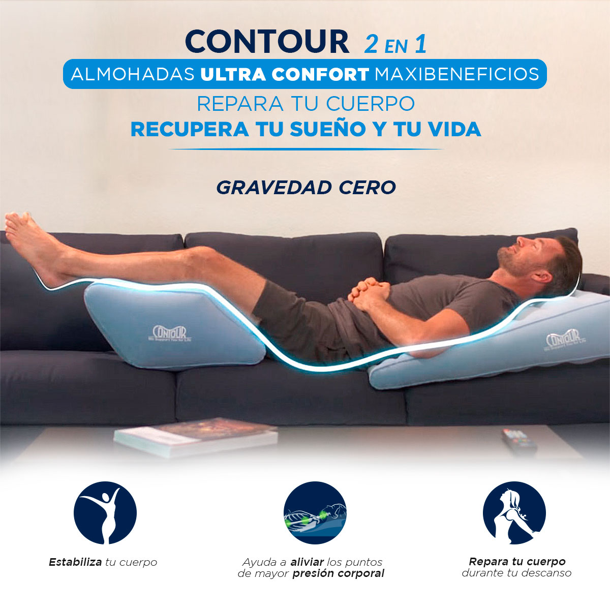 Pack Trapeador Hurricane Floating Mop Automático + Almohadas Ortopédicas Contour 2 En 1 para Piernas y Espalda