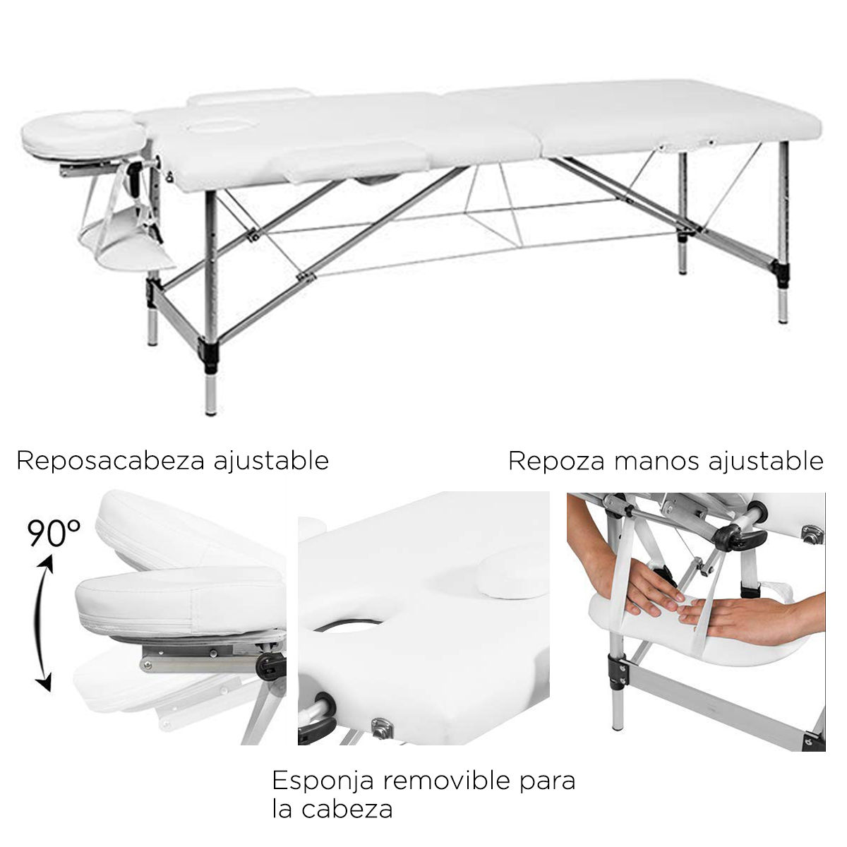 Cama Aluminio Masaje Blanca Depilacion Tatuajes Spa Faciales Uñas