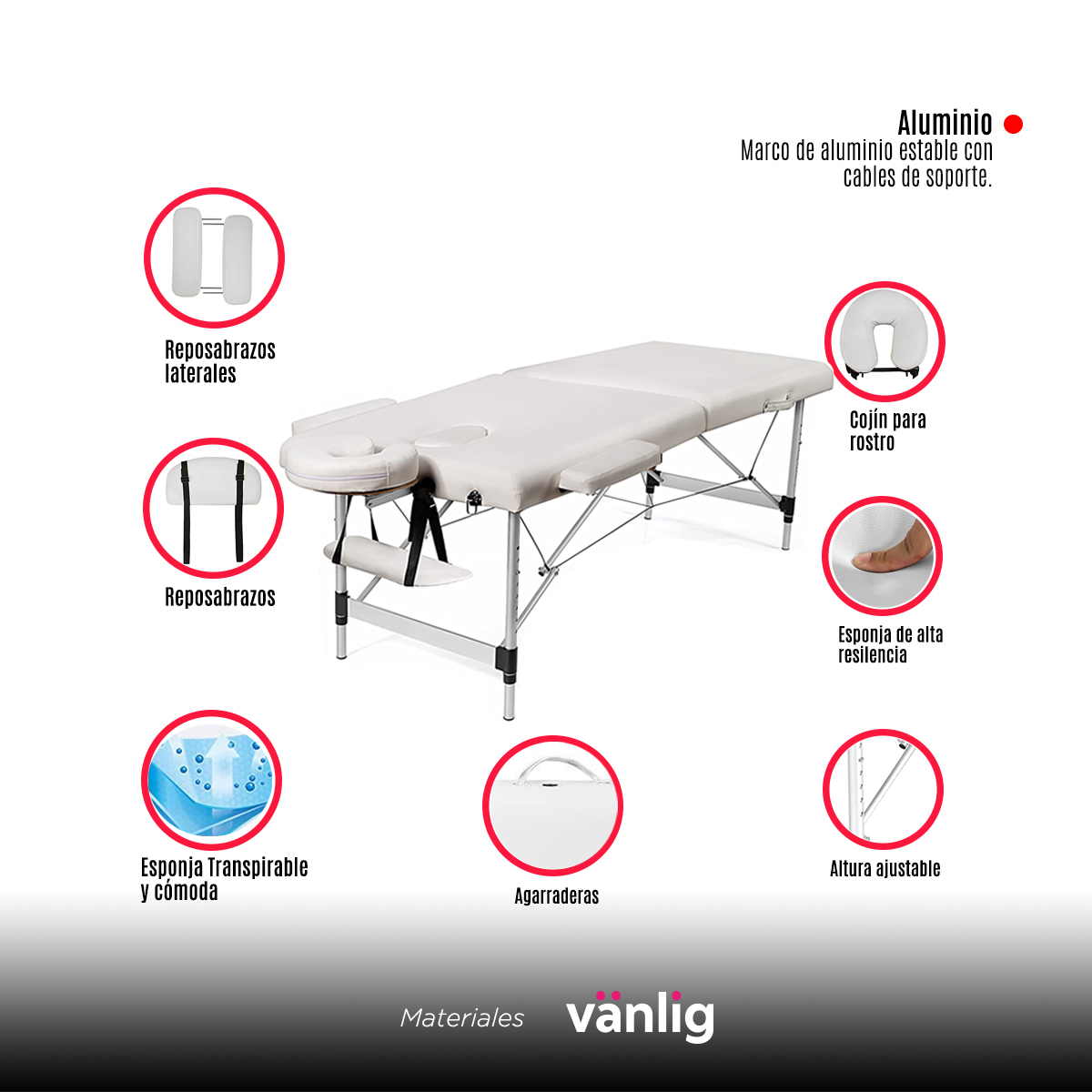 Cama Aluminio Masaje Blanca Depilacion Tatuajes Spa Faciales Uñas