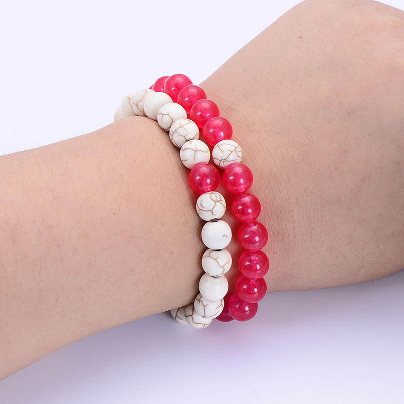 Pulseras Parejas Distancia Krasha Rosa Y Blanco Plopz513