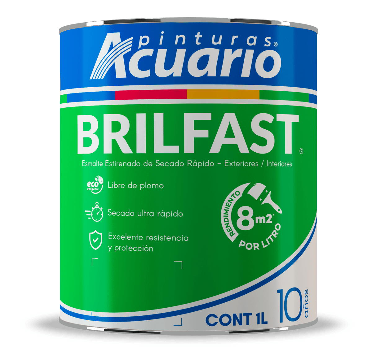 Pintura Esmalte Bril Fast Color Amarillo Cromo Brillante 1L Acuario EB60610