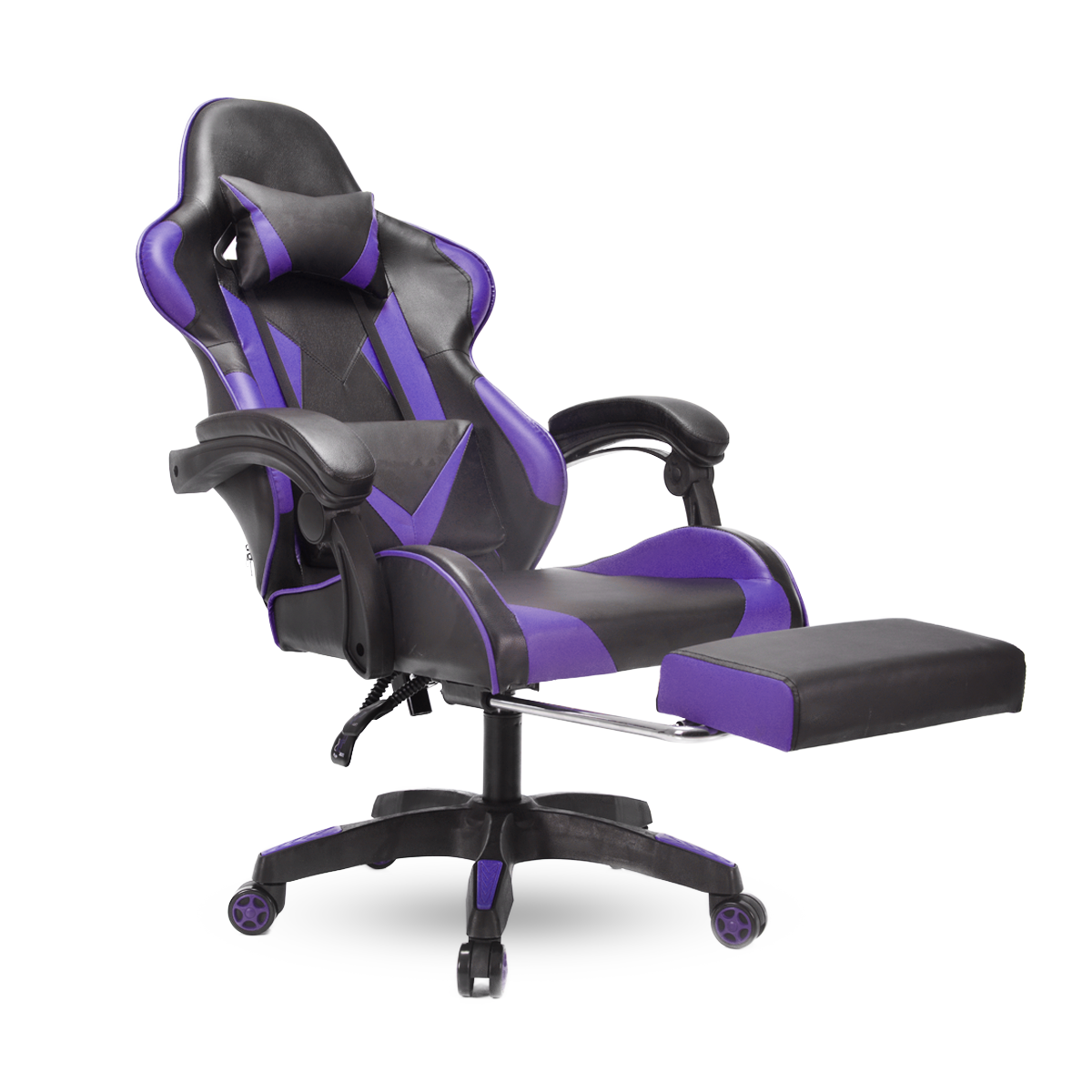 Silla Gamer Escritorio Ergonómica Morada Y Negra Con Tapizado De Cuero Sintético Streamer Twitch Xbox VANLIG