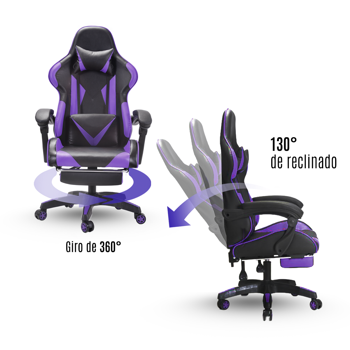 Silla Gamer Escritorio Ergonómica Morada Y Negra Con Tapizado De Cuero Sintético Streamer Twitch Xbox VANLIG