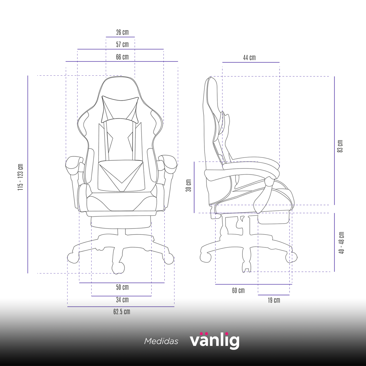 Silla Gamer Escritorio Ergonómica Morada Y Negra Con Tapizado De Cuero Sintético Streamer Twitch Xbox VANLIG