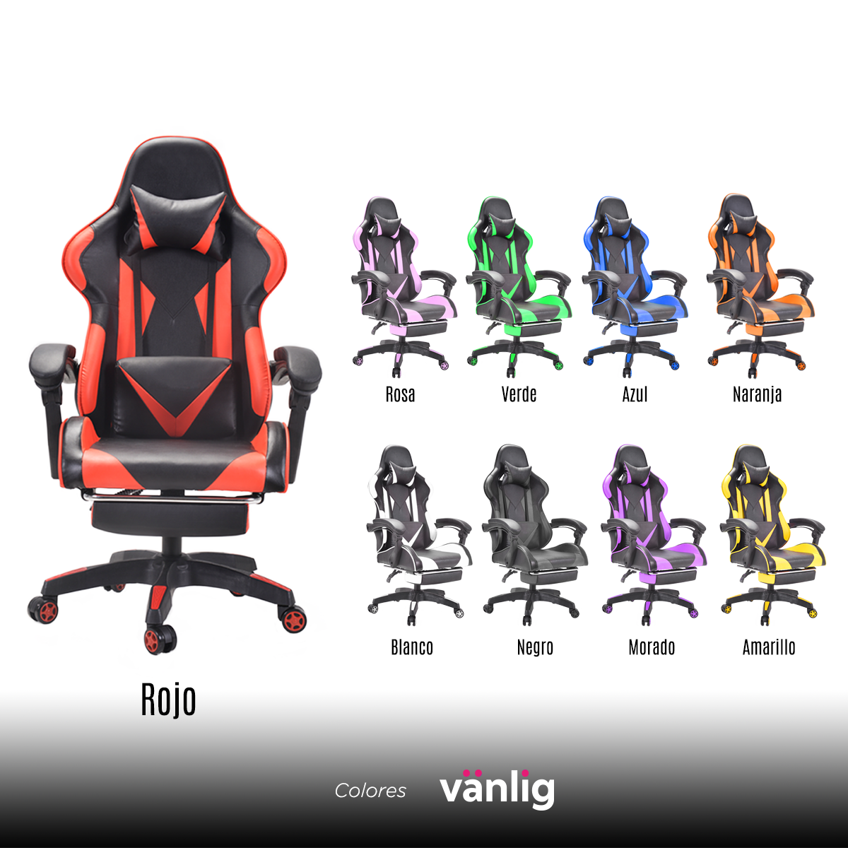 Silla Gamer Escritorio Ergonómica Morada Y Negra Con Tapizado De Cuero Sintético Streamer Twitch Xbox VANLIG