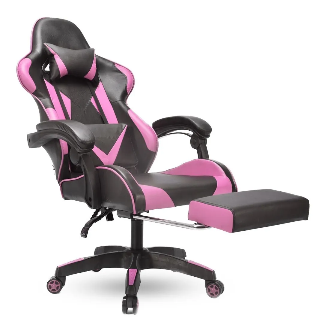 Silla Gamer Escritorio Ergonómica Rosa Y Negra Con Tapizado De Cuero Sintético Streamer Twitch Xbox VANLIG