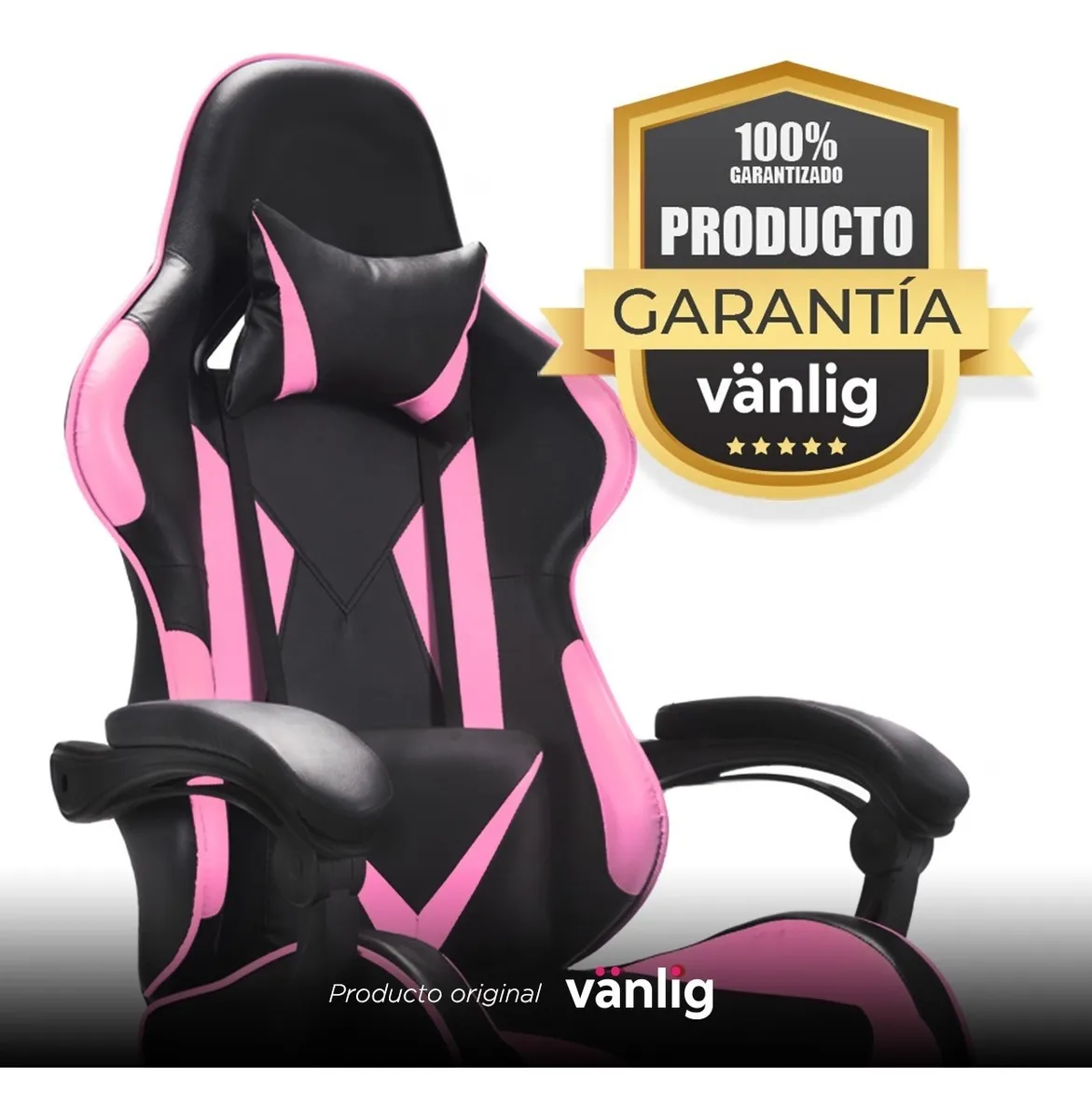 Silla Gamer Escritorio Ergonómica Rosa Y Negra Con Tapizado De Cuero Sintético Streamer Twitch Xbox VANLIG