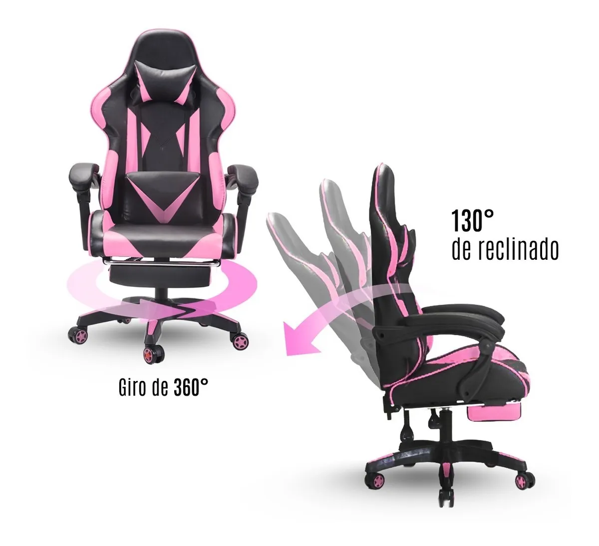 Silla Gamer Escritorio Ergonómica Rosa Y Negra Con Tapizado De Cuero Sintético Streamer Twitch Xbox VANLIG