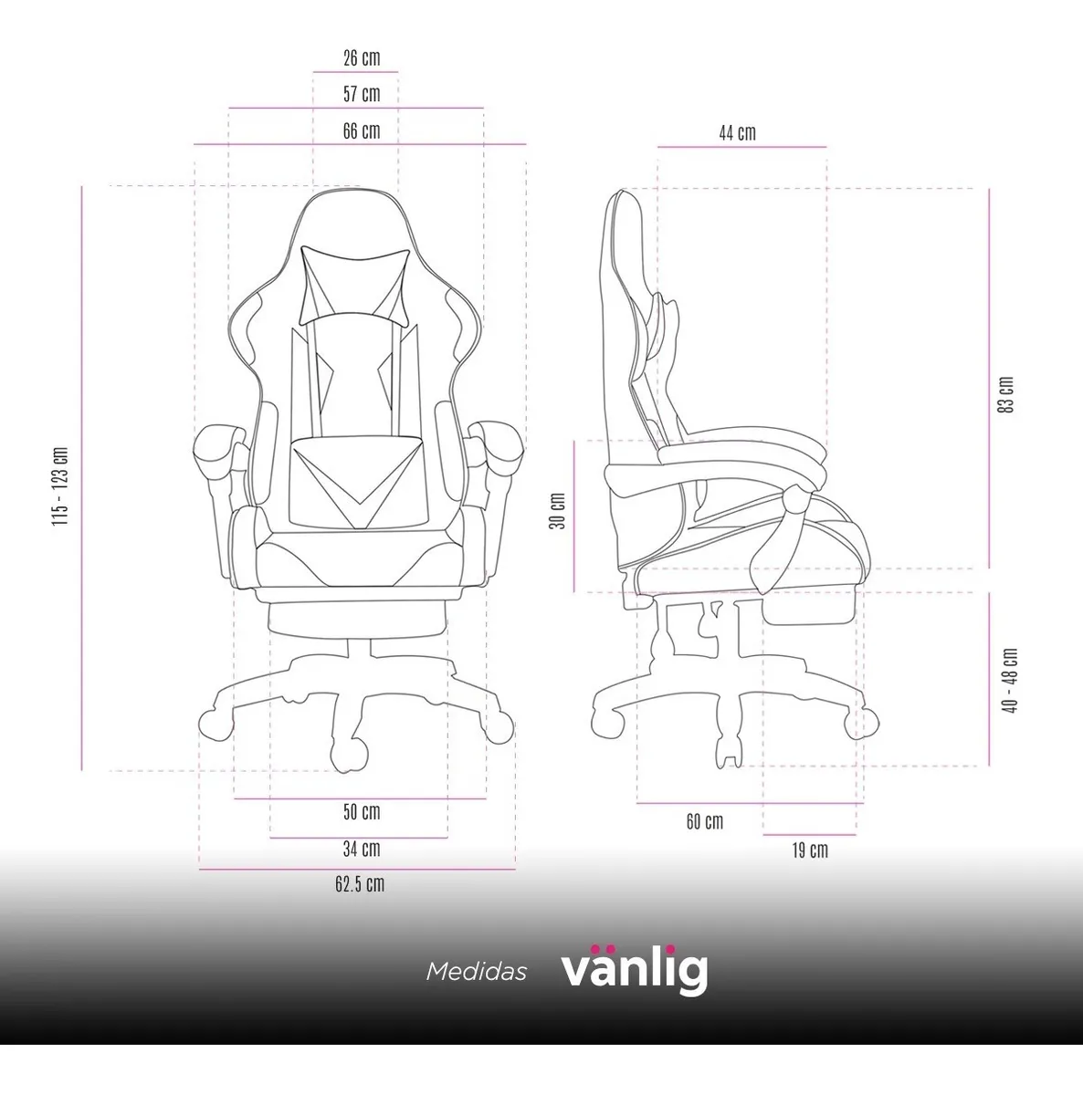 Silla Gamer Escritorio Ergonómica Rosa Y Negra Con Tapizado De Cuero Sintético Streamer Twitch Xbox VANLIG