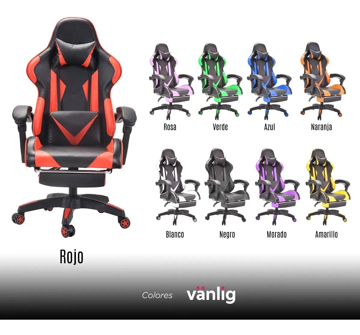 Silla Gamer Escritorio Ergonómica Rosa Y Negra Con Tapizado De Cuero Sintético Streamer Twitch Xbox VANLIG