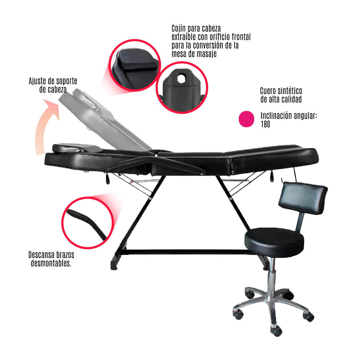 Camilla Thai Negra Silla Masajes Faciales Spa Uñas Belleza VANLIG