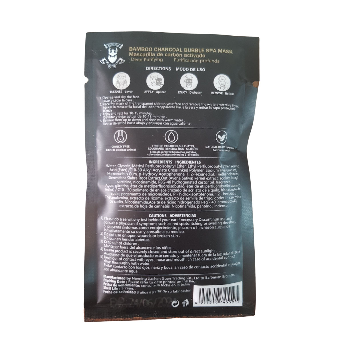 Mascarilla Facial Carbon Activado Burbujeante Para Hombres