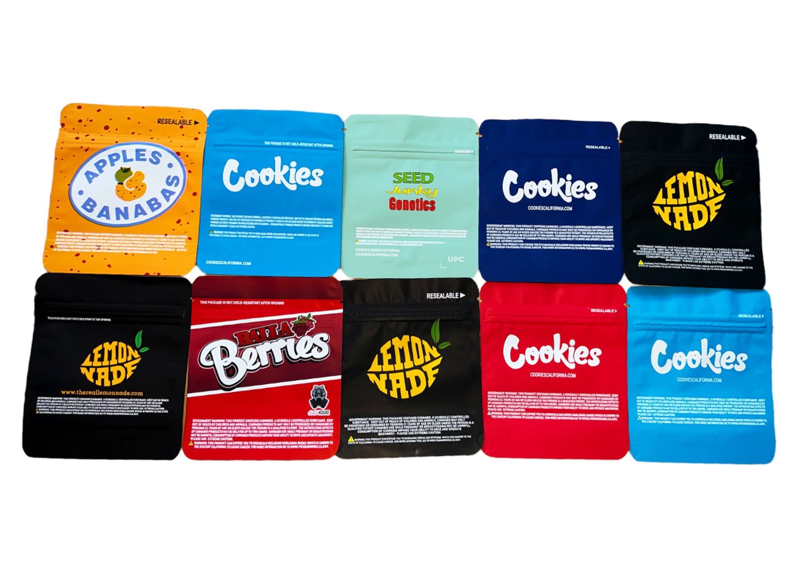 25 Bolsas Herméticas Mylar Resellables Cierre Cookies 3.5gr