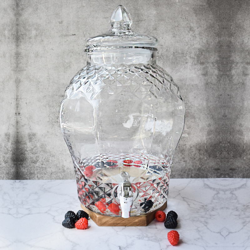 Top Choice 2415-3298 Dispensador Vitrolero de Bebidas Vintage de Vidrio Transparente con Tapa 10L