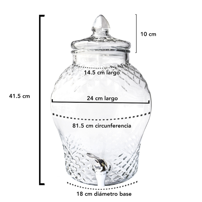 Top Choice 2415-3298 Dispensador Vitrolero de Bebidas Vintage de Vidrio Transparente con Tapa 10L