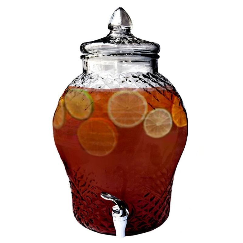 Top Choice 2415-3298 Dispensador Vitrolero de Bebidas Vintage de Vidrio Transparente con Tapa 10L