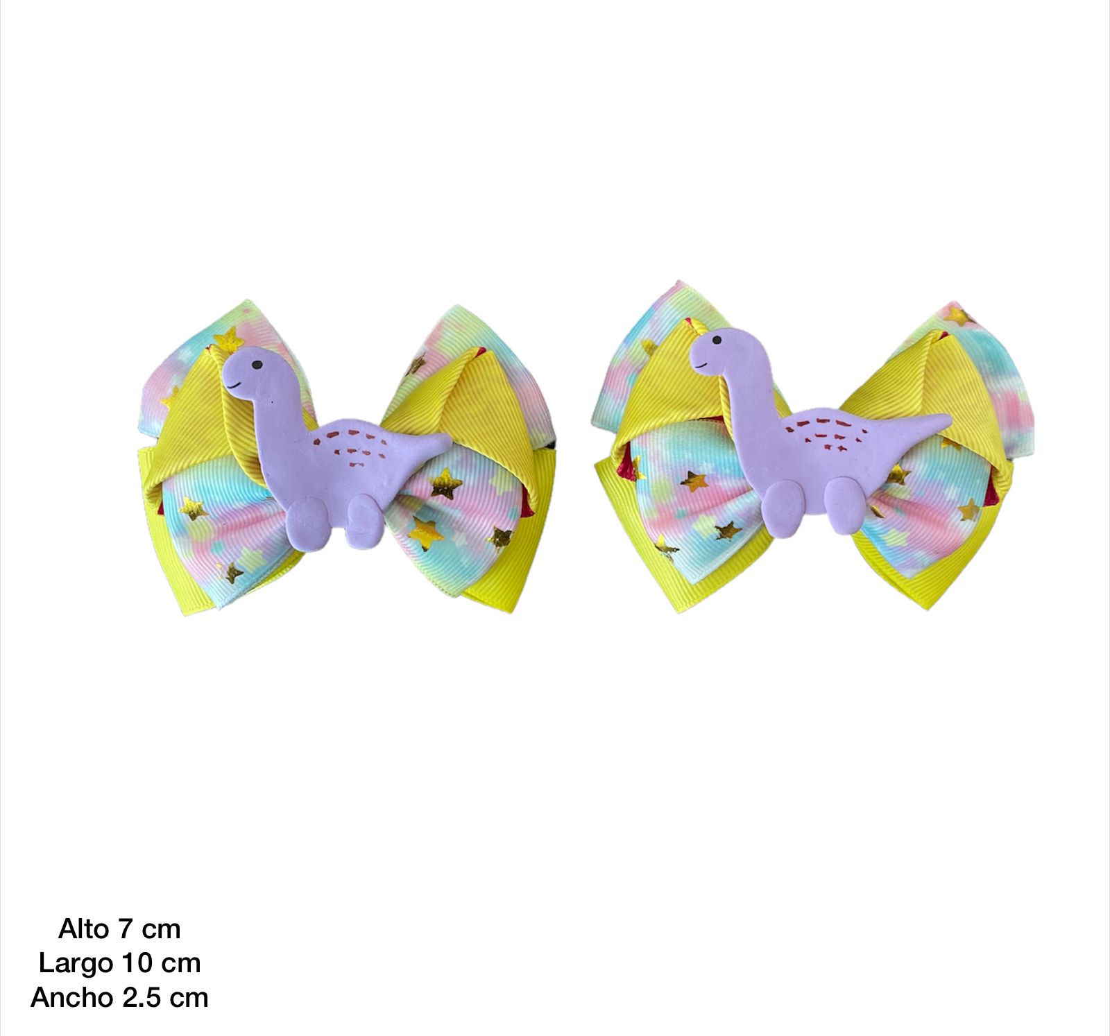 Set De Moños Para Niña Hecho A Mano. Modelo -sirena/dino-