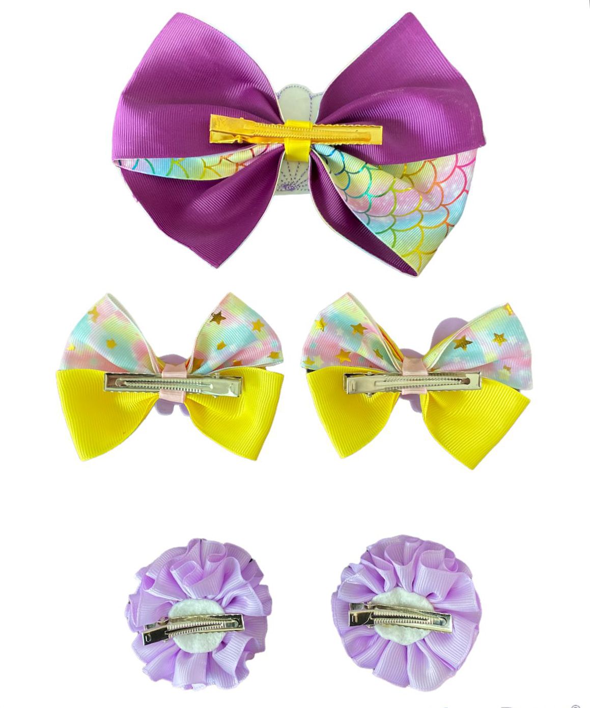 Set De Moños Para Niña Hecho A Modelo -sirena/dino-