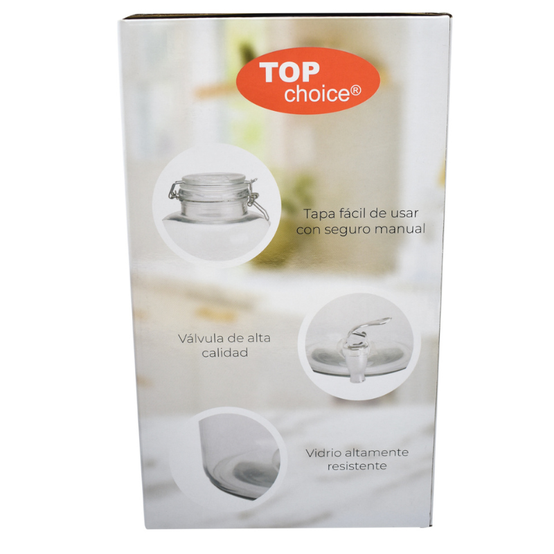 Top Choice 2415-3926 Dispensador Bebidas Vitrolero Garrafon Mason Jar Vidrio 4l