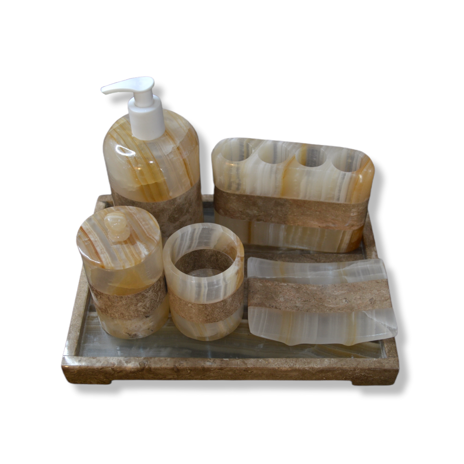 Juego De Baño En Piedra Natural Onix, Accesorios Para Baño