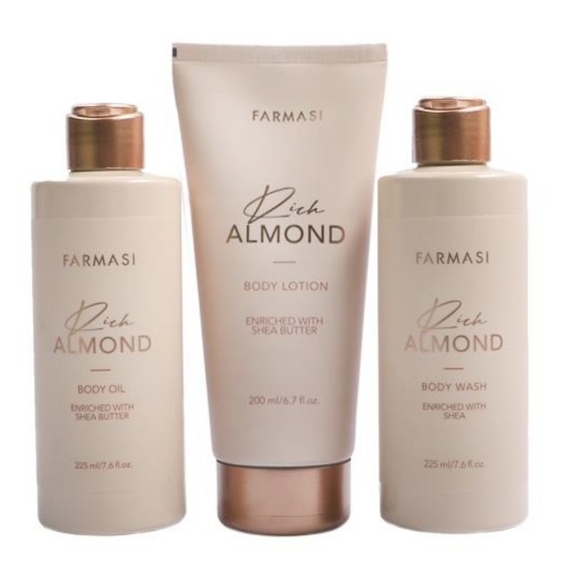 Set Rich Almond Almendras by Farmasi Aceite+ Gel Baño+ Crema 