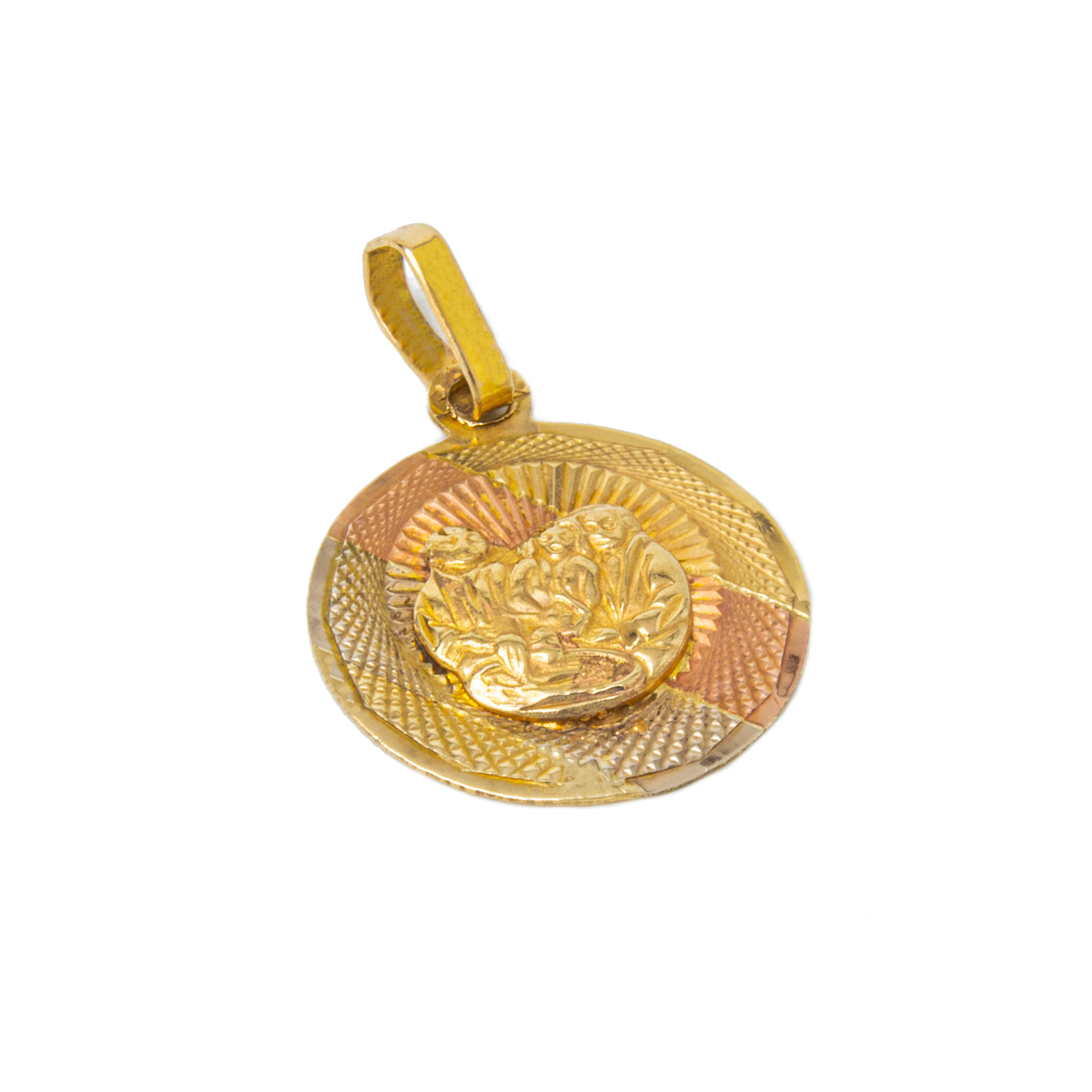 Medalla Sagrada Familia 3 Oros en Oro 10 Kilates.