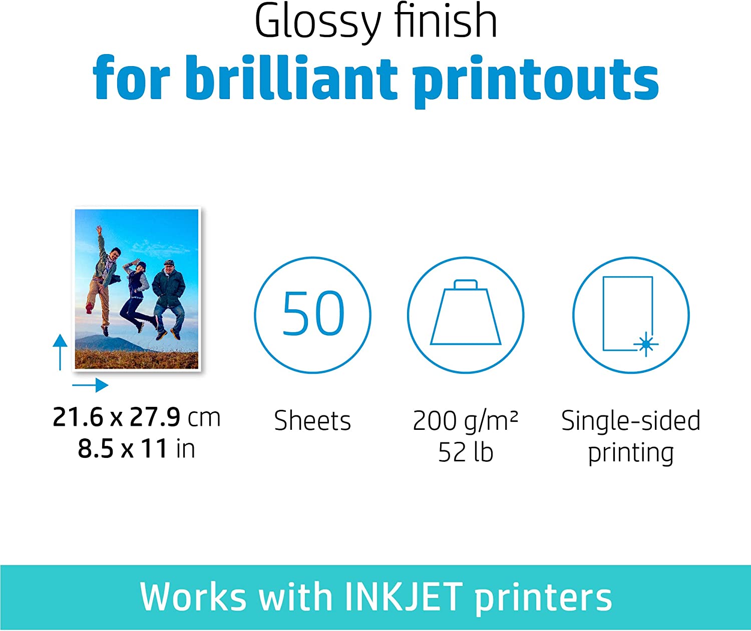 Papel Fotográfico Hp 50 Hojas Tamaño Carta Q8723a