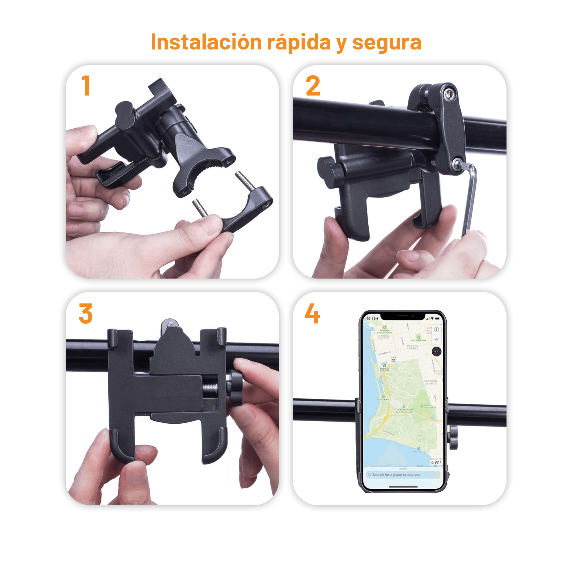 Soporte de Celular Archy de Aleación Metal para Bicicleta Moto 360 Ultra Firme Universal.