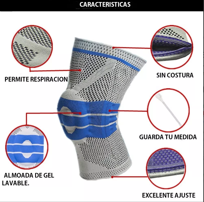 Rodillera con almohadilla de gel viscoelástica y varillas laterales