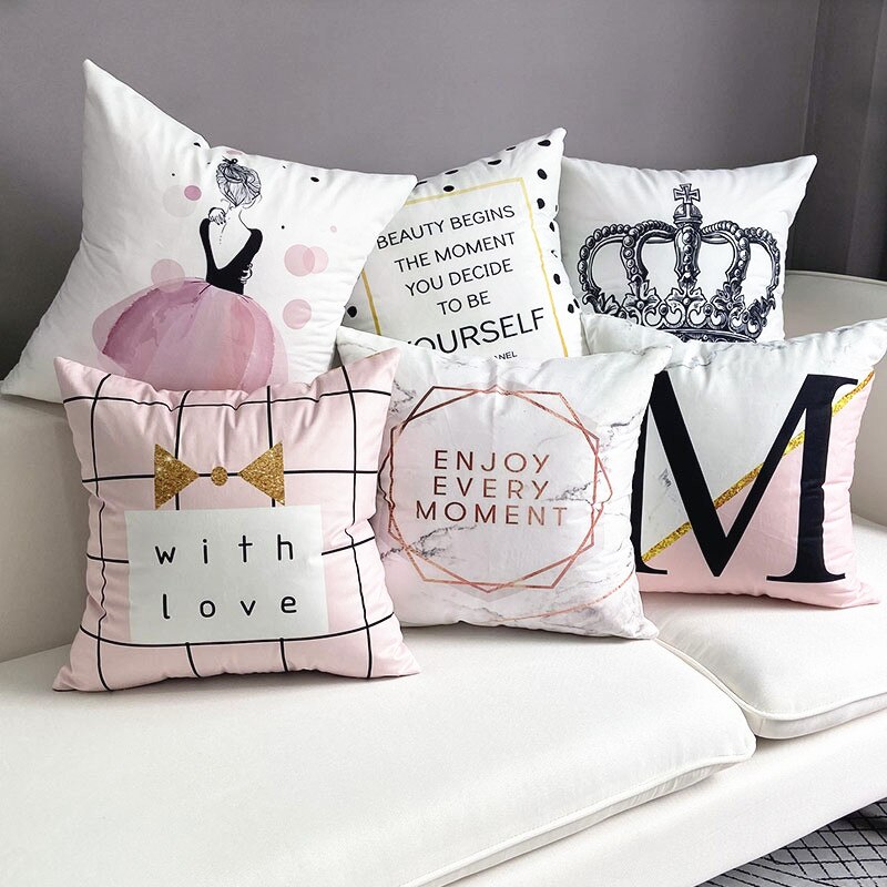Juego 3 Fundas para Cojín Decorativo Velvet Rosa, Decoración Bailarina Ballet
