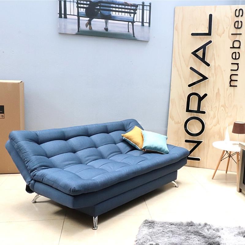 Sofá Cama Azul Moderno 3 Posiciones.