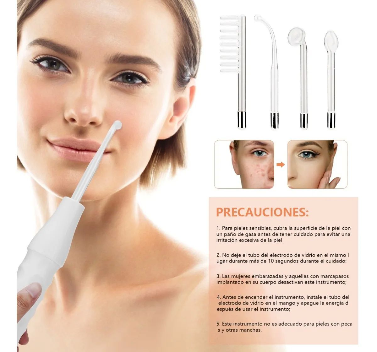 Facial Dispositivo Electroterapia Alta Frecuencia Portátil