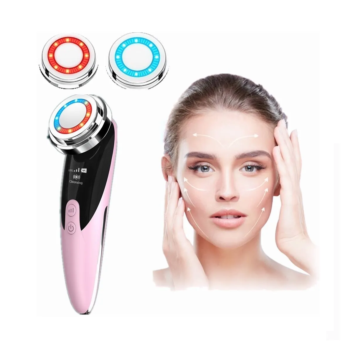 Masajeador Facial Ultrasónico Ems En Dual Modo Rosa