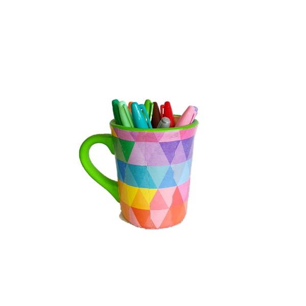taza multicolor diseño cuadros