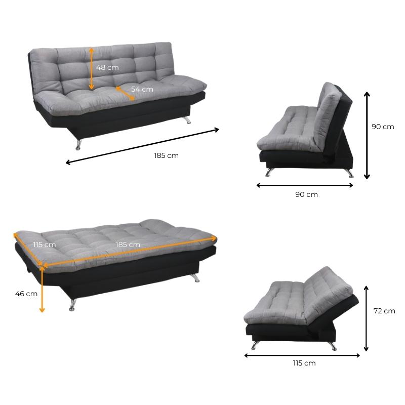 Sofá Cama Gris Matrimonial 3 Posiciones