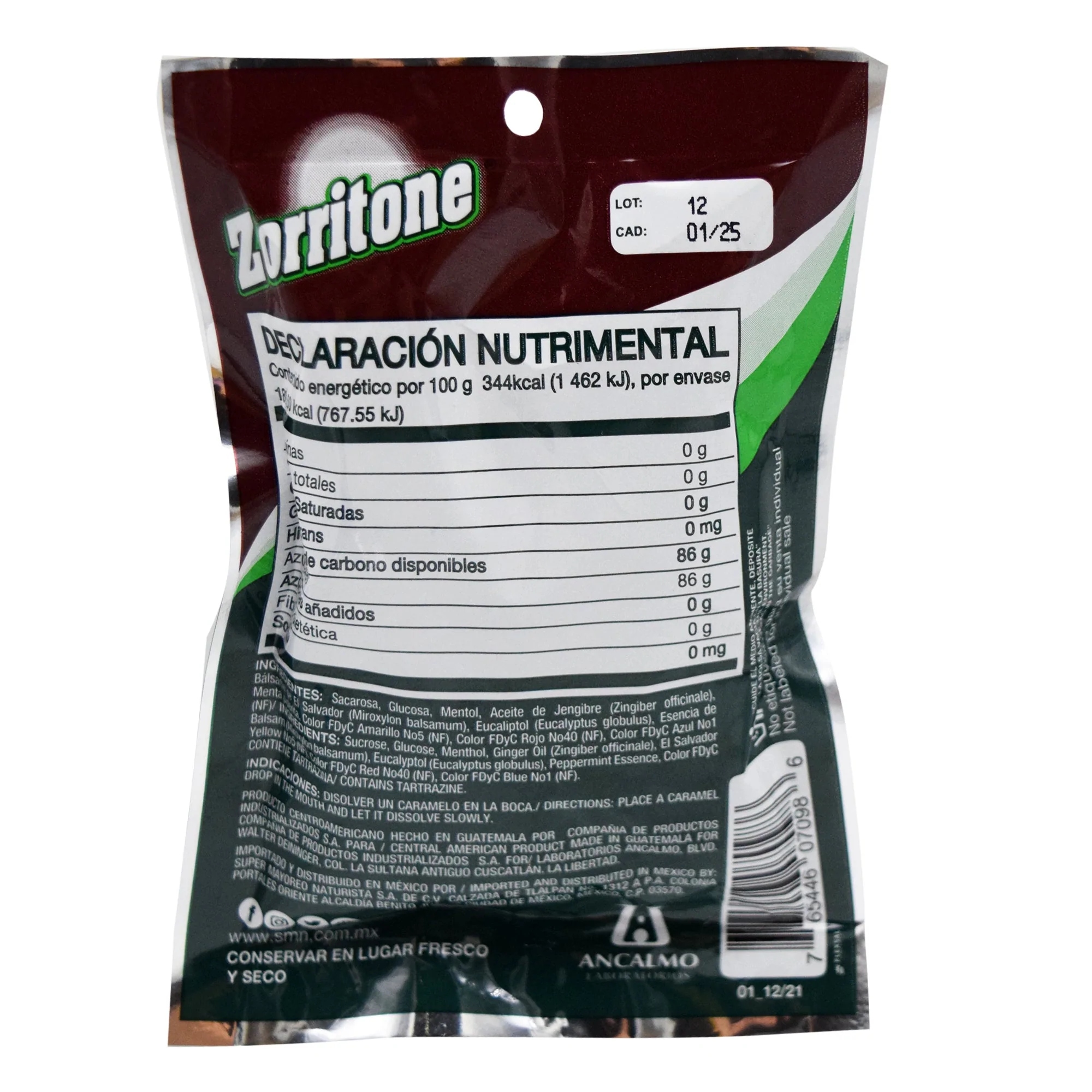 Caramelo Zorritone Jengibre 15 Caramelos Bolsa