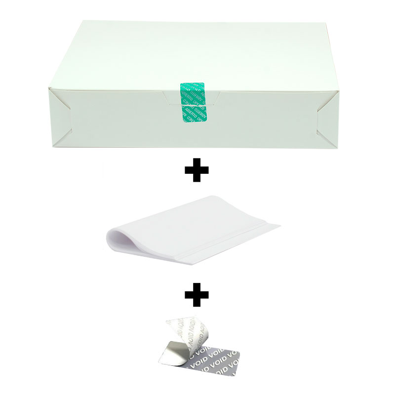 Combo caja donas + papel + etiqueta 50 piezas