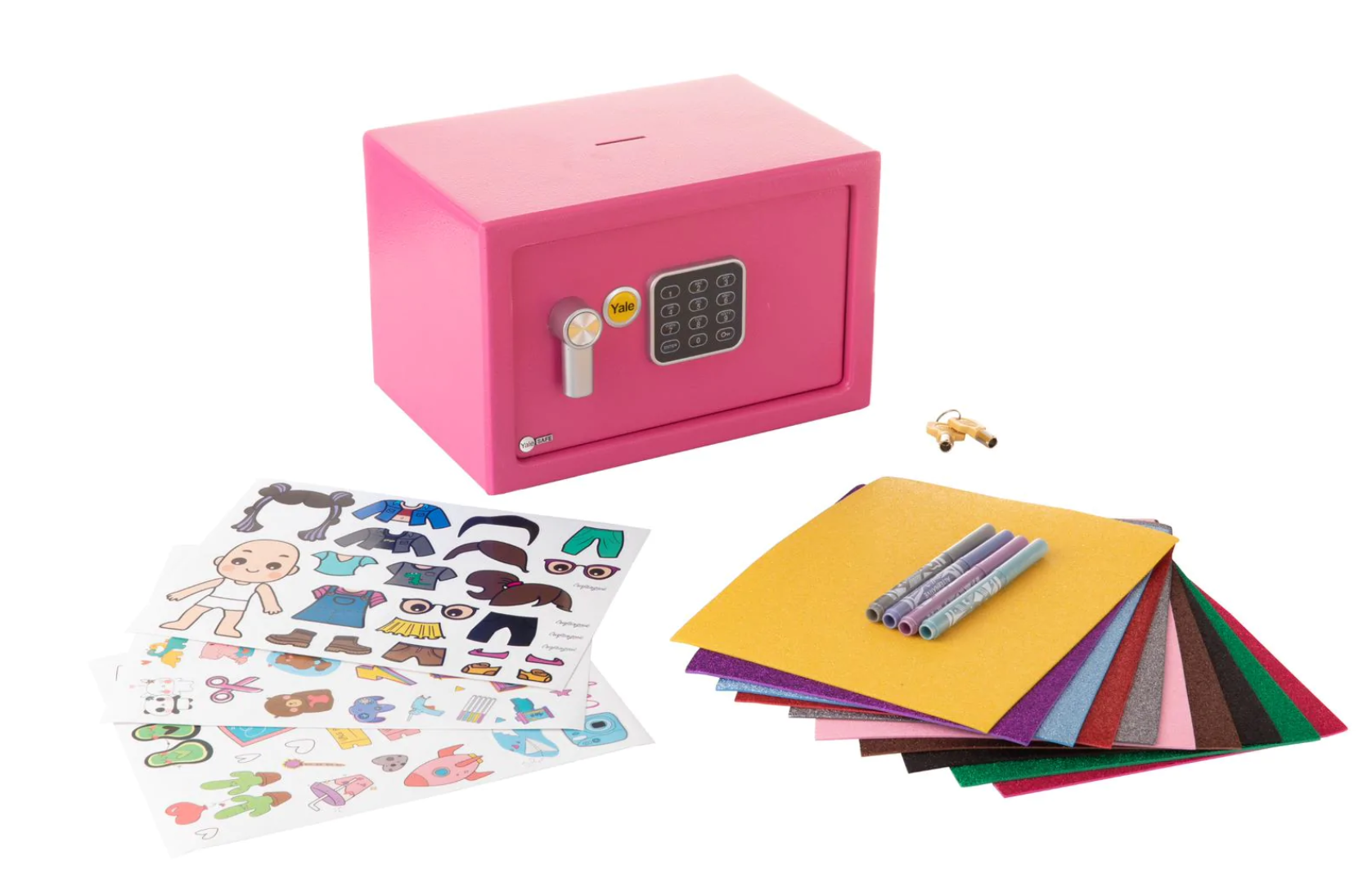 Caja Fuerte Con Alcancía Yale Rosa.