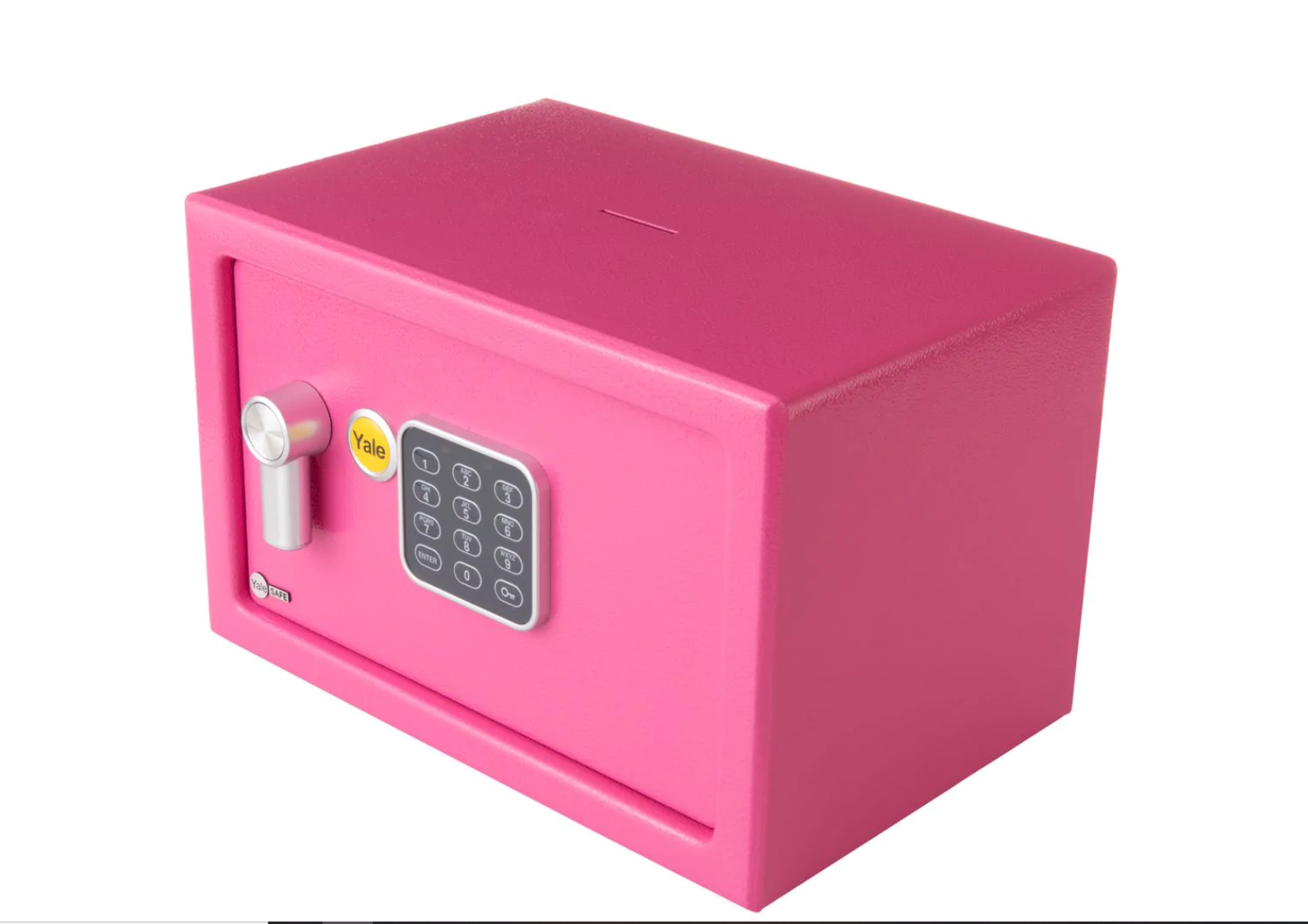 Caja Fuerte Con Alcancía Yale Rosa.