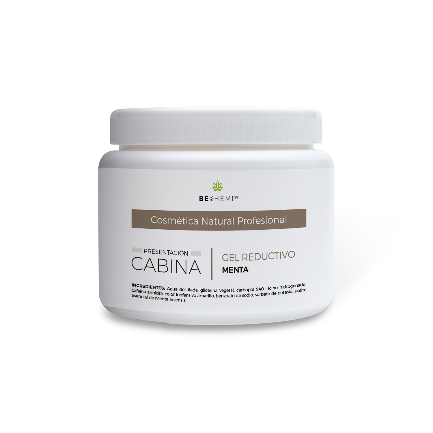 Gel reductor quema grasa y reafirmante de menta y cafeína 500 g Beohemp