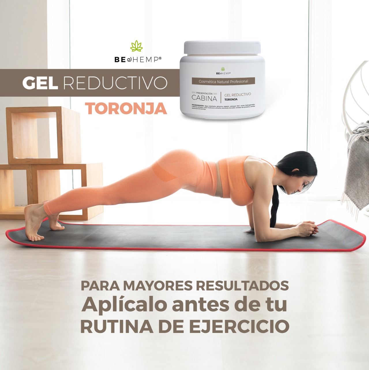 Gel reductor quema grasa, anti celulitis de toronja y cafeína 500 g Beohemp