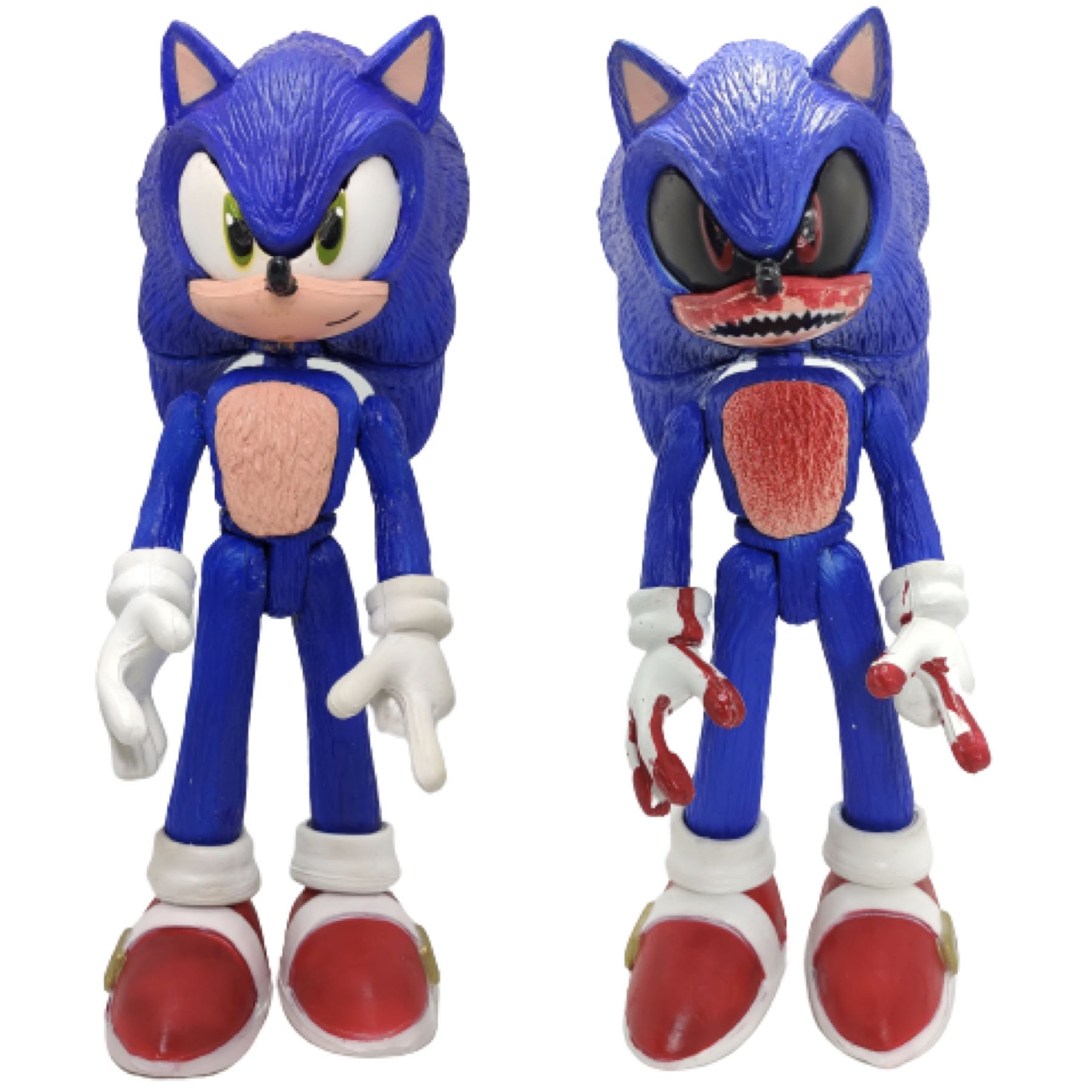2 Figuras Sonic The Hedgehog Combo Azul + Exe Sangriento Creepy Pasta Juguetes Muñeco Origins Mania Adventures Pelicula Erizo