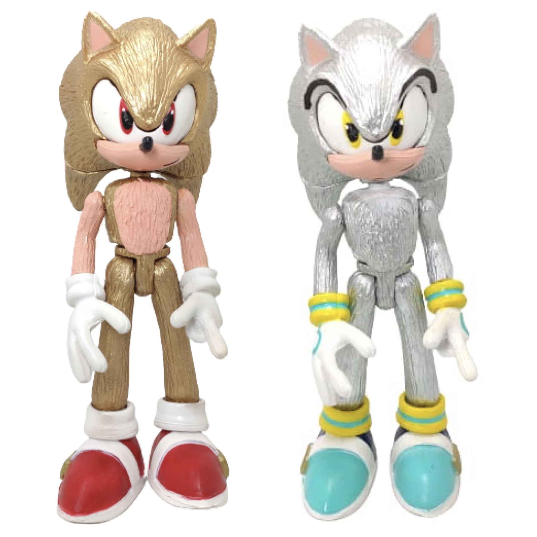 2 Figuras Sonic The Hedgehog Combo Golden Dorado + Silver Plateado Juguetes Muñeco Origins Mania Adventures Pelicula Erizo Emerald