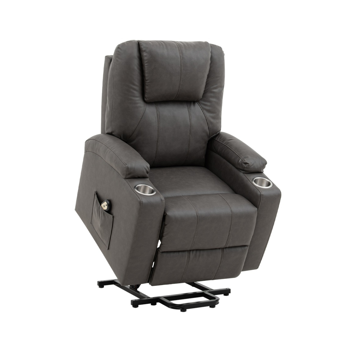 Sillón Reclinable Phoenix Eléctrico de Tacto Piel con Elevador, Masajeador y Calefacción color Gris