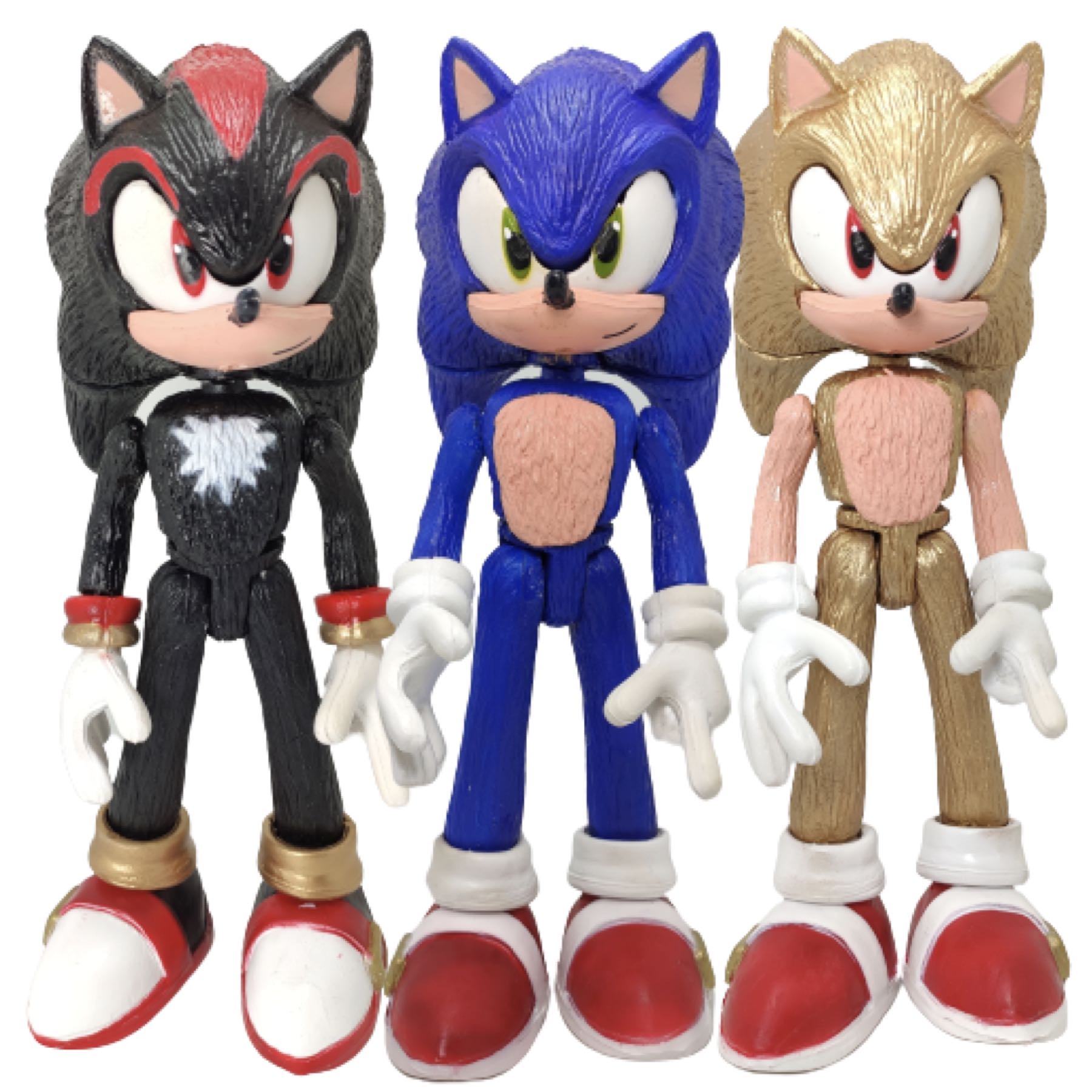 3 Figuras Sonic The Hedgehog Combo Azul + Shadow Negro + Golden Dorado Juguete Muñeco Adventures Pelicula Erizo Emerald